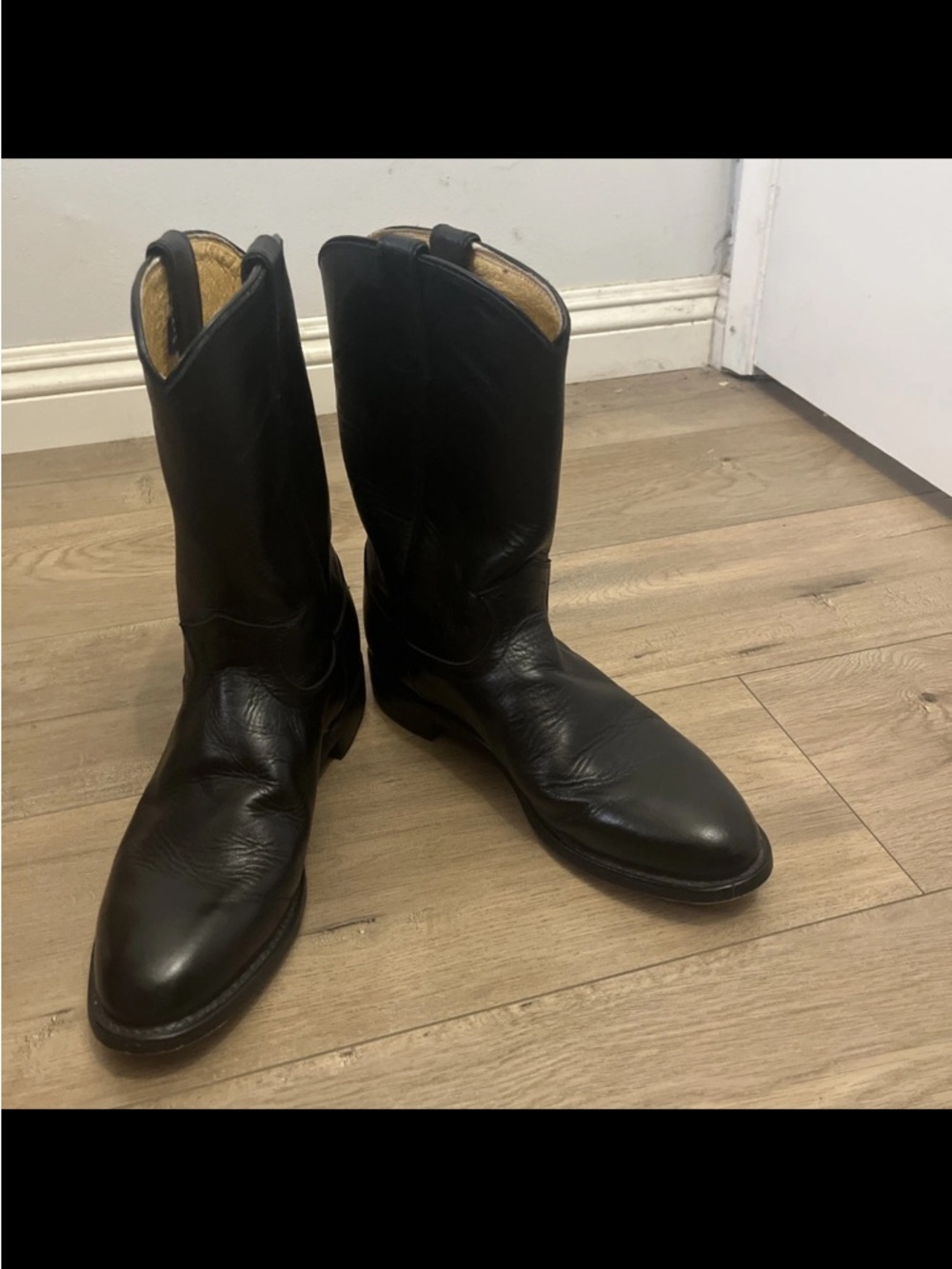 Justin Vintage Boots Men's Black Leather Western Cowboy Boots